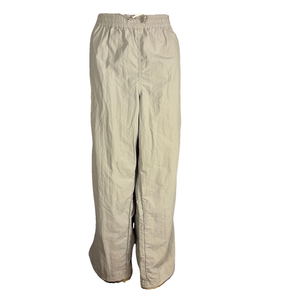 Full Tilt Mens XL Cargo Pants Light Gray Elastic Waist Nylon Relaxed Wide Leg